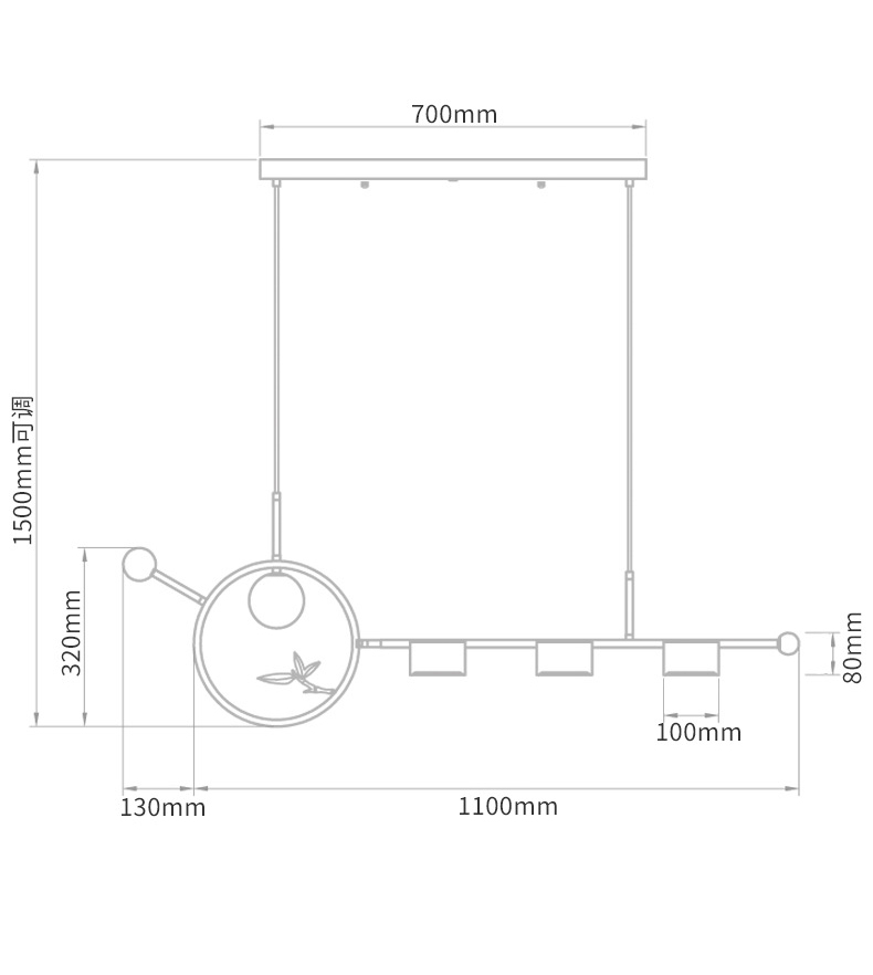 Линейный светильник Metal Wood Ring Leaf Linear Light в Ижевске