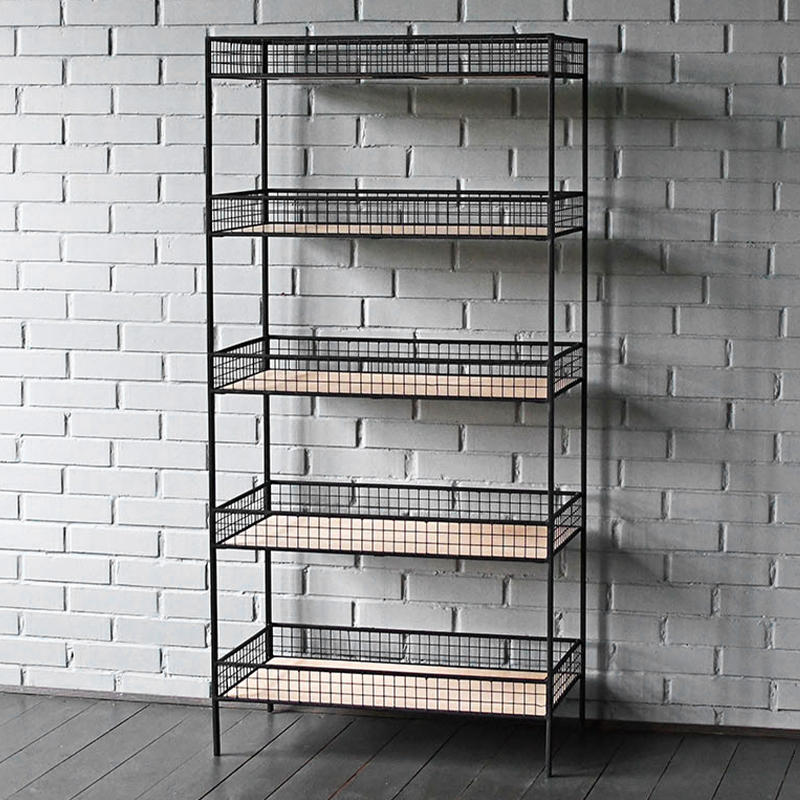 Стеллаж Keith Industrial Metal Rust Rack Черный Древесина в Ижевске | Loft Concept 