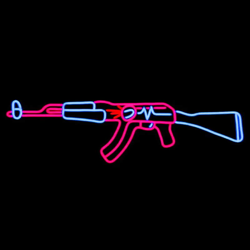 Неоновая настенная лампа Machine Gun Neon Wall Lamp Прозрачный Розовый Голубой в Ижевске | Loft Concept 