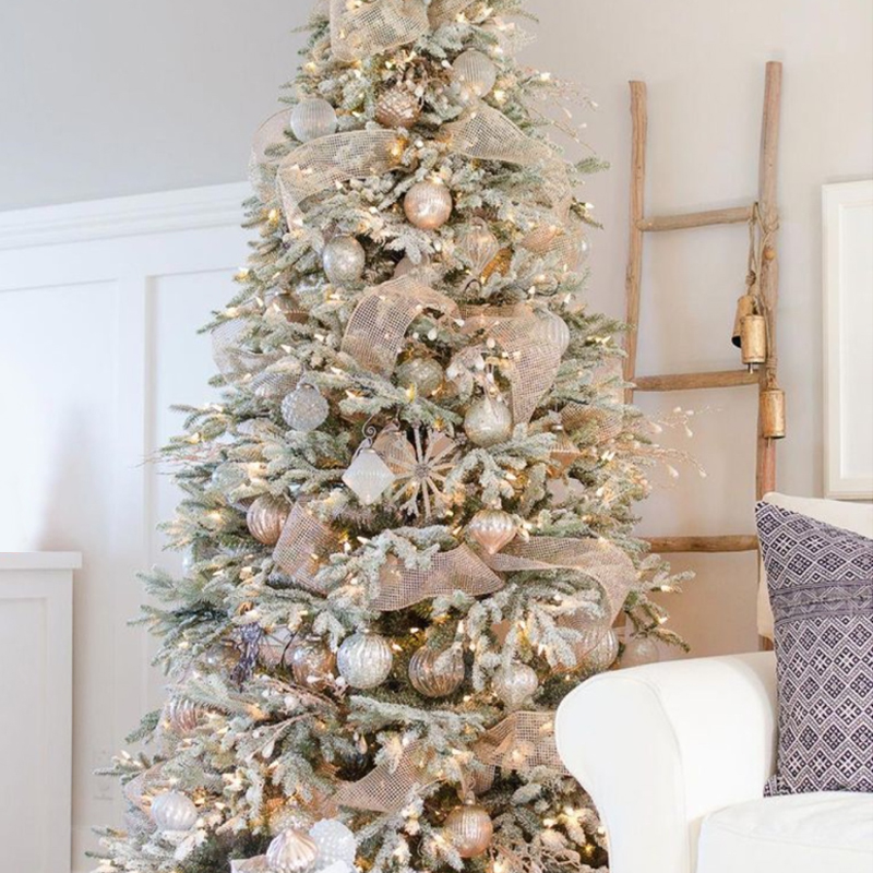 Дизайнерская Ель с Нежно-Розовым Декором Премиум Christmas Tree Pink and Silver Розовый пастельный Серебряный в Ижевске | Loft Concept 