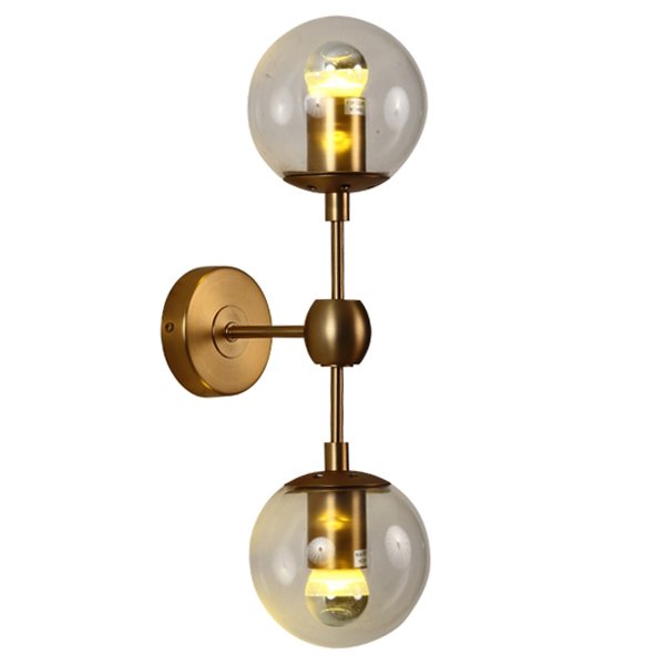 Бра Modo Sconce 2 Globes Gold Золотой Янтарь (Amber) Прозрачное Стекло в Ижевске | Loft Concept 