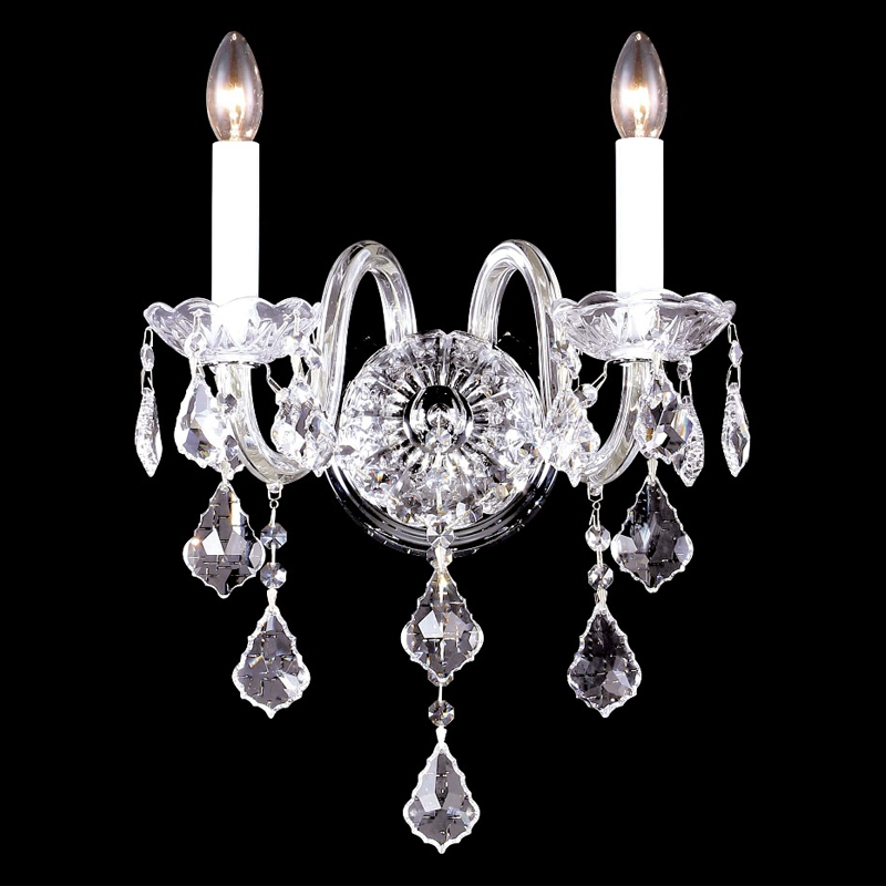 Бра в классическом стиле с 2-мя лампами и хрустальными подвесками Crystal lamps Хром Прозрачное Стекло Бра в классическом стиле с 2-мя лампами и хрустальными подвесками Crystal lamps Хром Прозрачное Стекло в Ижевске | Loft Concept