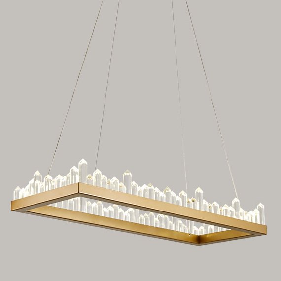 Люстра Crystal Rock Rectangle Chandelier Латунь Прозрачное Стекло в Ижевске | Loft Concept 