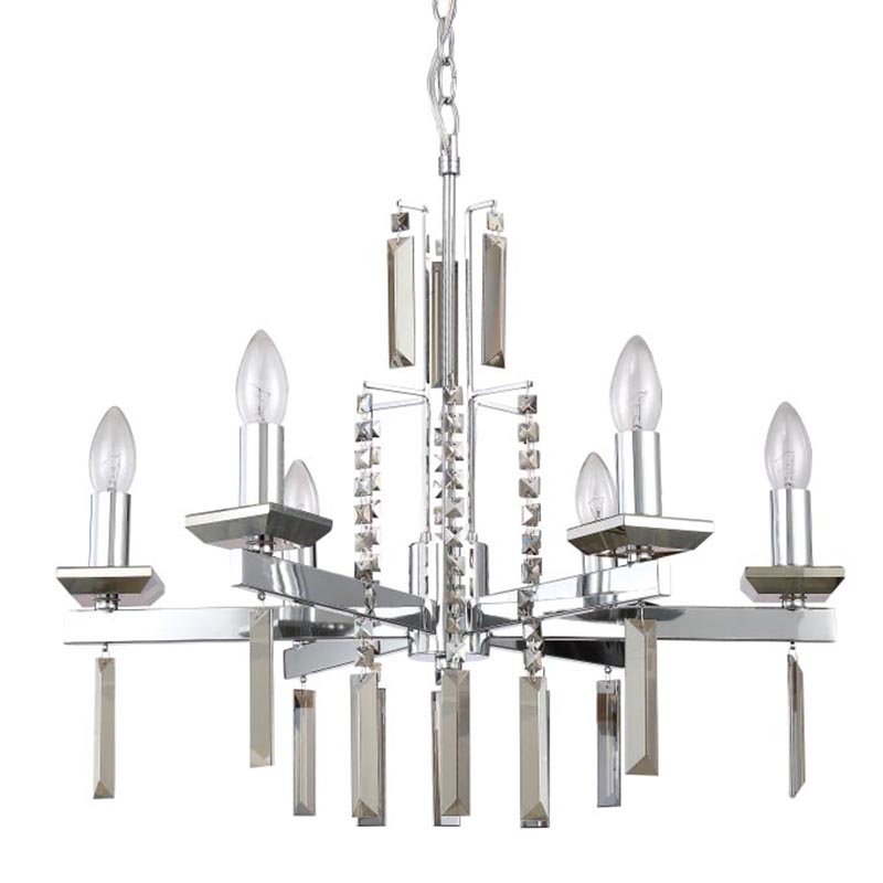 Люстра Vivien Crystal Chrome Chandelier 6 Хром Серый в Ижевске | Loft Concept 