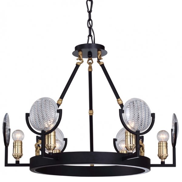 Люстра RH Gaslight Lens Chandelier 6 Черный в Ижевске | Loft Concept 