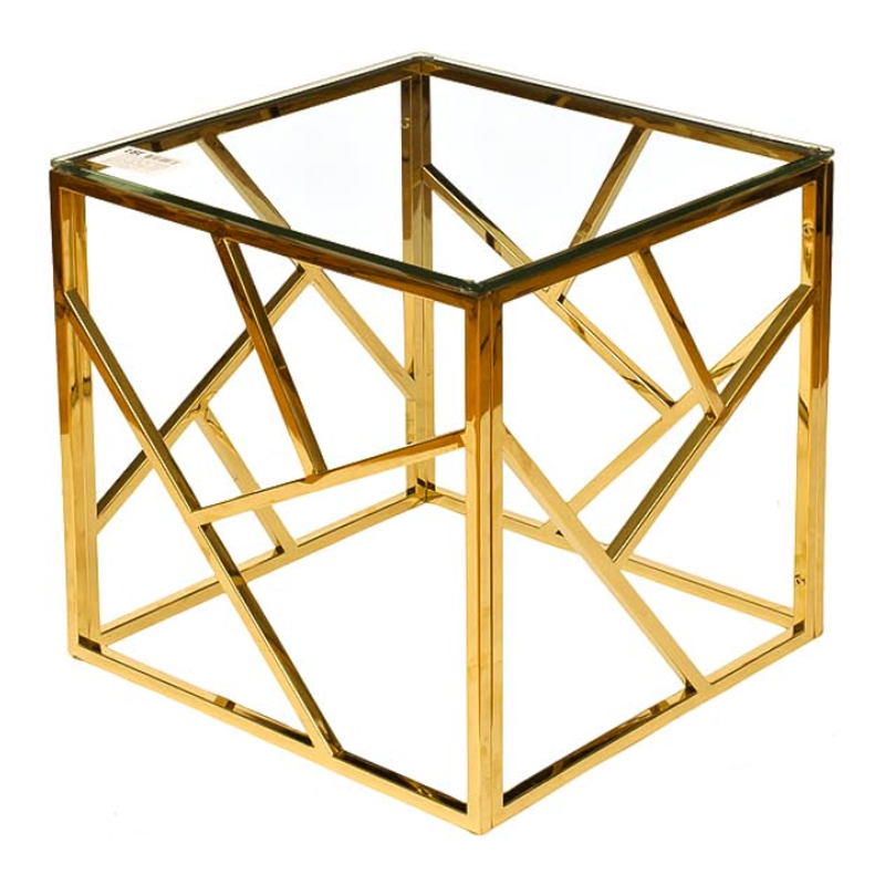 Приставной стол Serene Furnishing Gold Clear Glass Top Side Table Золотой Прозрачное Стекло в Ижевске | Loft Concept 