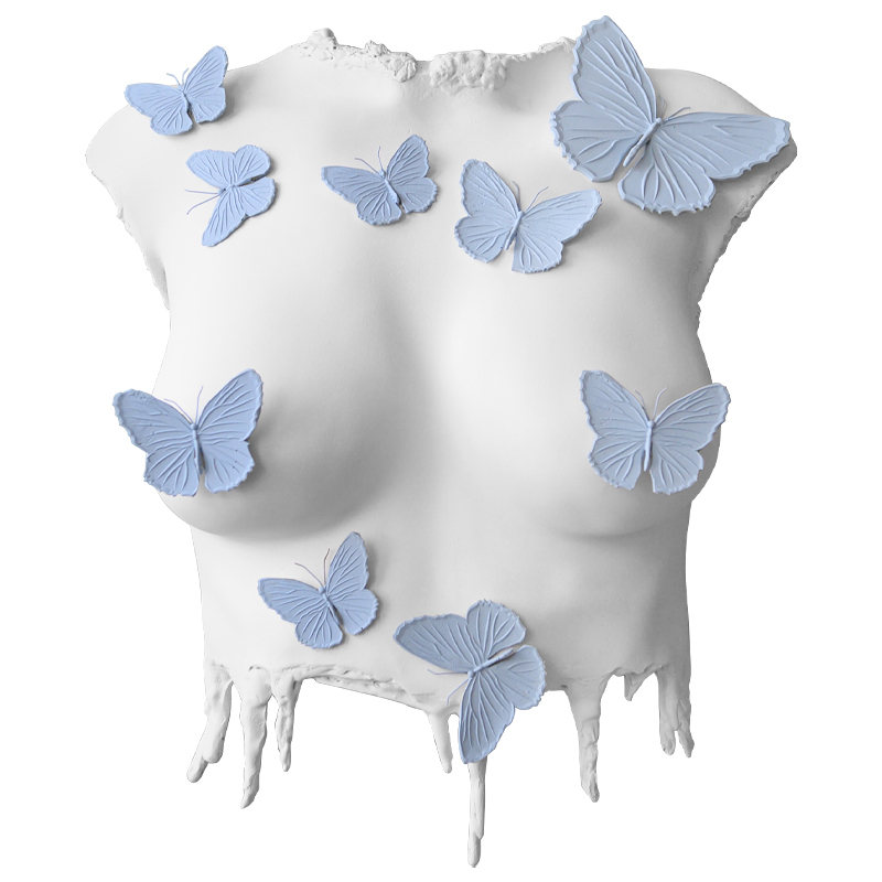 Аксессуар на стену Sculpture Female Torso Butterflies Белый Голубой в Ижевске | Loft Concept 