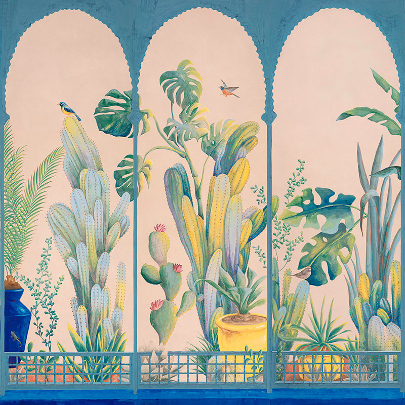 Обои ручная роспись Jardin Marrakech Majorelle on painted Xuan paper  в Ижевске | Loft Concept 