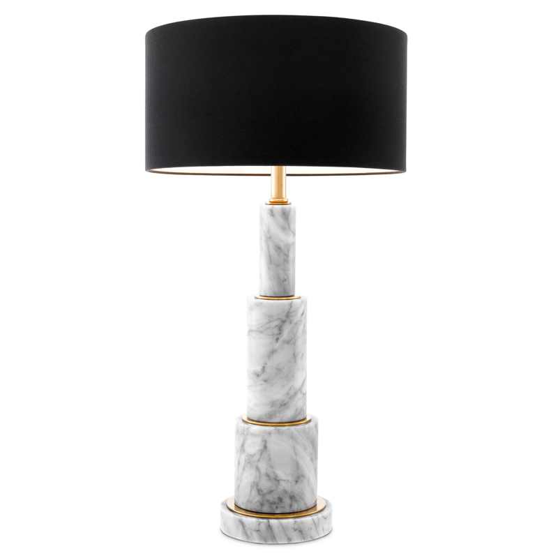 Настольная лампа Eichholtz Table Lamp Dax Белый Мрамор Bianco Черный Глянцевое золото в Ижевске | Loft Concept 