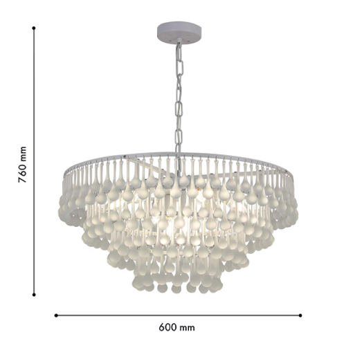 Люстра подвесная круглая с молочными стеклянными подвесками в форме капель Droplet Chandelier в Ижевске