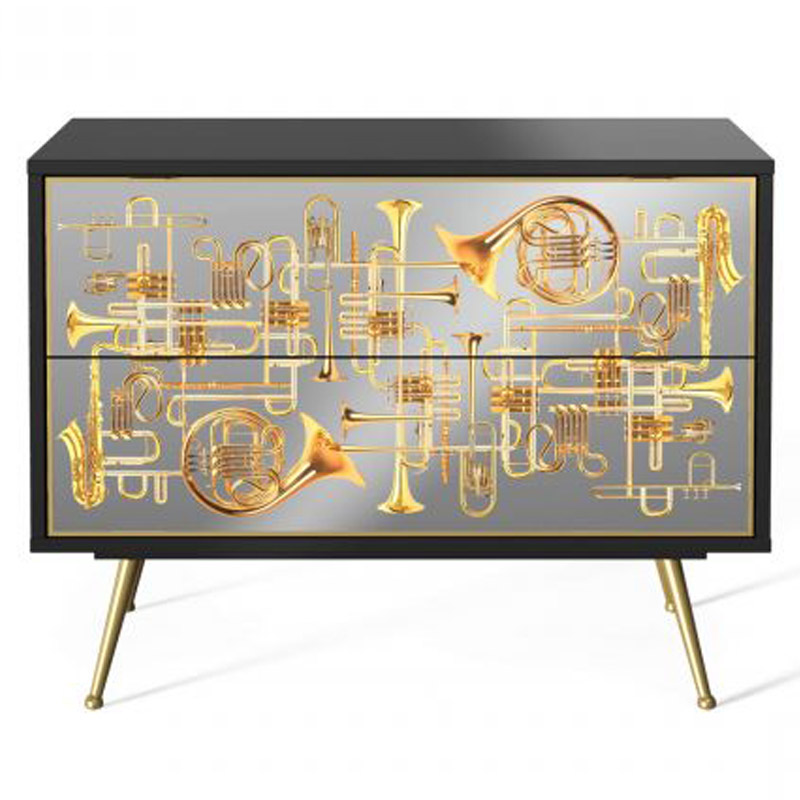 Комод Seletti Chest of Two Drawers Trumpets Золотой Черный Золотой Шампань в Ижевске | Loft Concept 