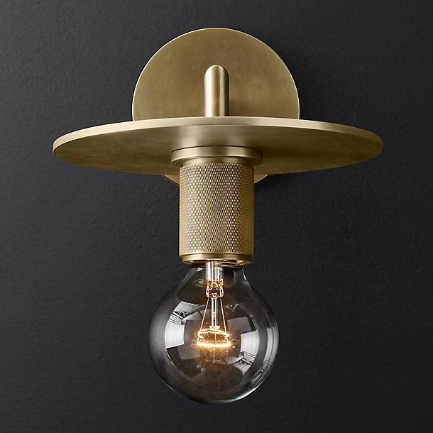 Бра RH Utilitaire Knurled Disk Shade Sconce Brass Латунь в Ижевске | Loft Concept 