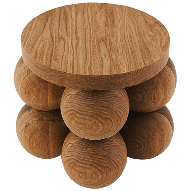 Приставной стол деревянный Wooden Spheres Unique Shaped Side Table Коричневый в Ижевске | Loft Concept 