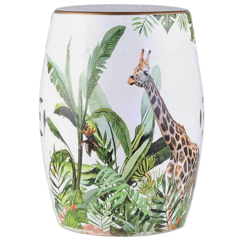 Керамический табурет Giraffe Tropical Animal Ceramic Stool White Белый Зеленый Коричневый в Ижевске | Loft Concept 