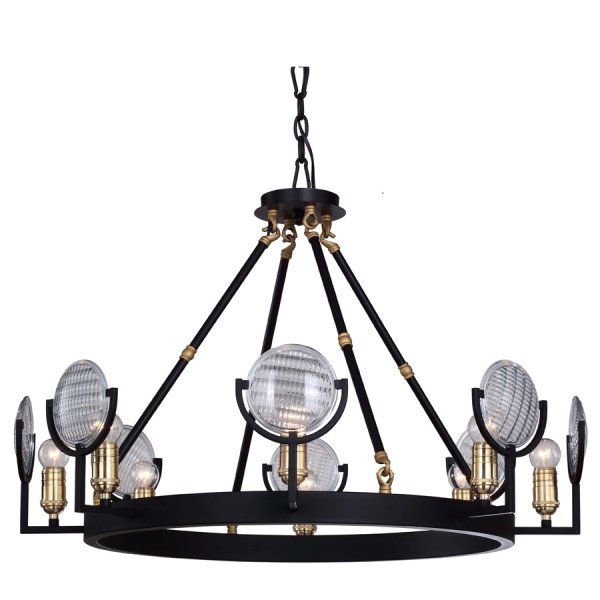 Люстра RH Gaslight Lens Chandelier 8 Черный в Ижевске | Loft Concept 