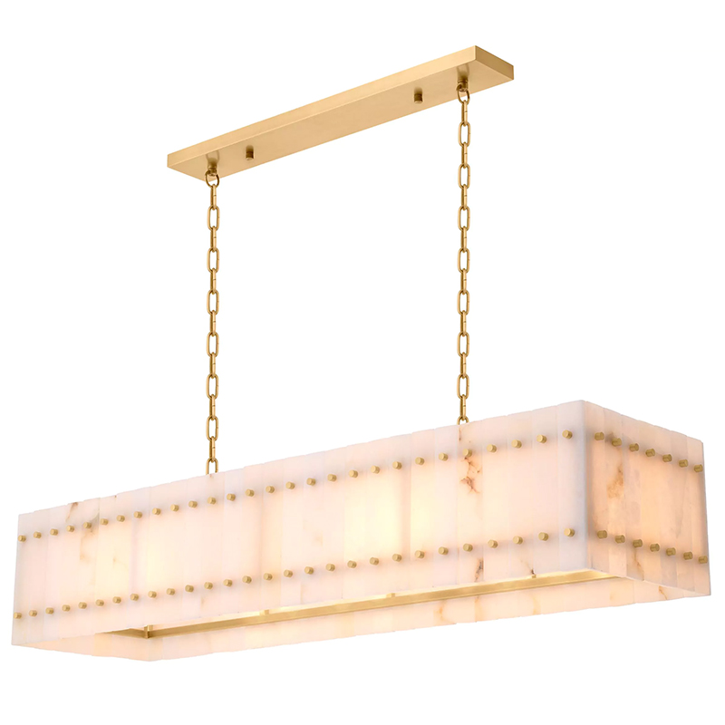 Люстра Eichholtz Chandelier Ruby Rectangular Alabaster Латунь Бежевый Белый Мрамор Bianco в Ижевске | Loft Concept 