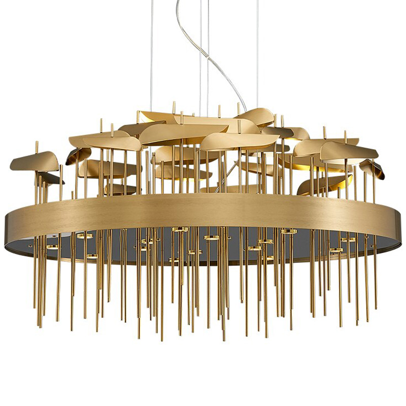 Светодиодная дизайнерская инсталляция ANODINE Perlina Disk Chandelier Золотой в Ижевске | Loft Concept 