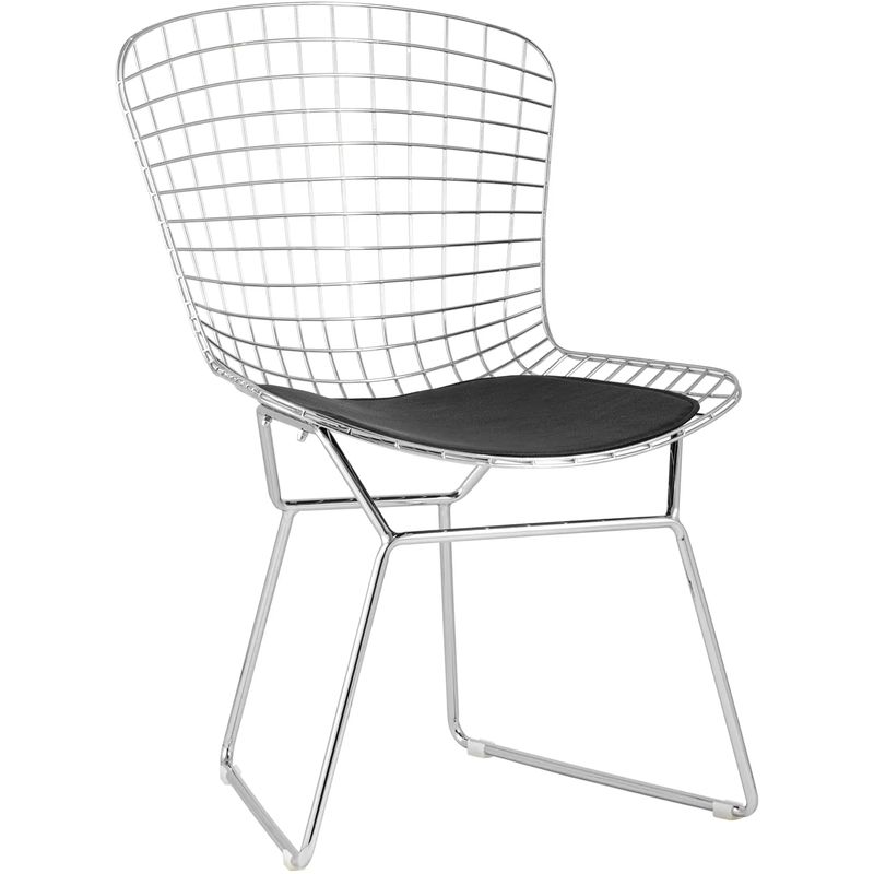 Стул Bertoia Chair Хромированный с Черной подушкой Хром Черный в Ижевске | Loft Concept 