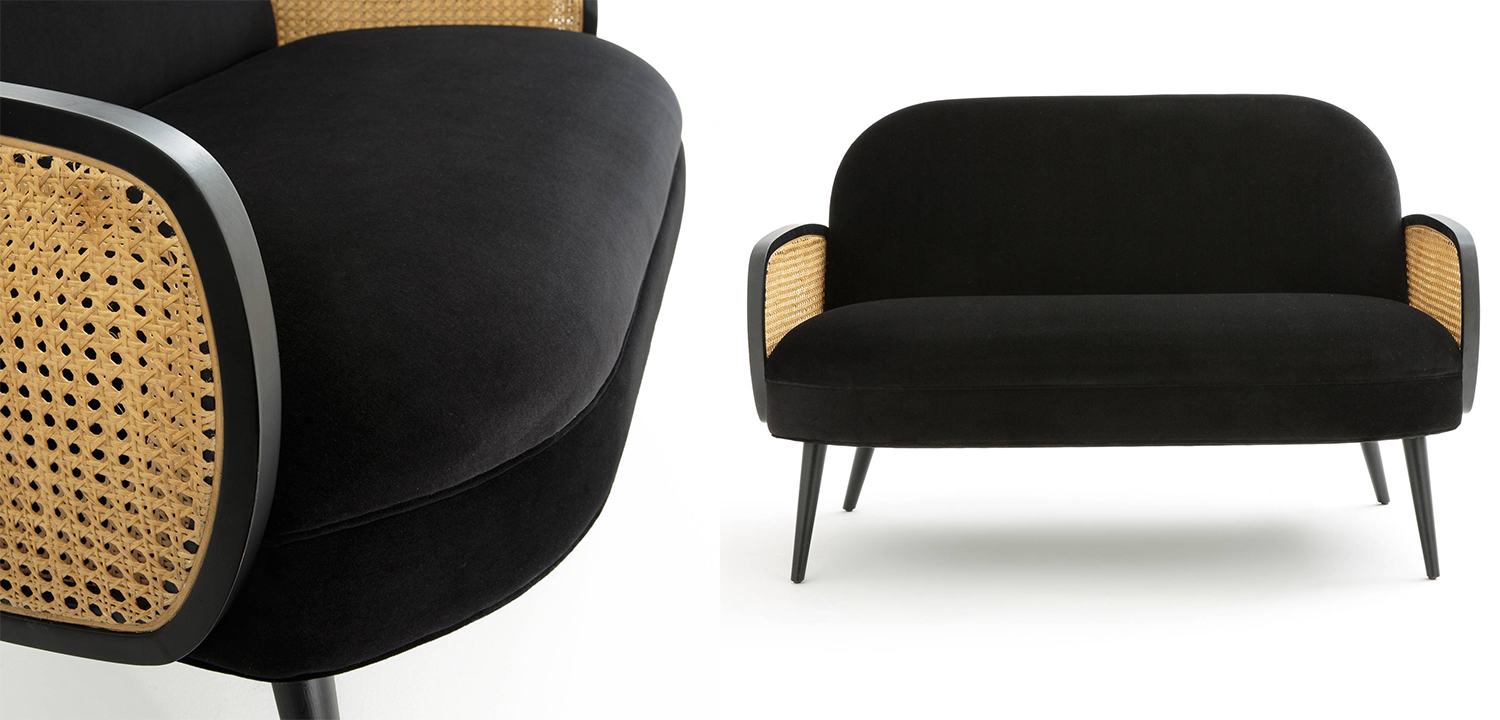 Диван Morten Wicker Black Sofa Черный - фото