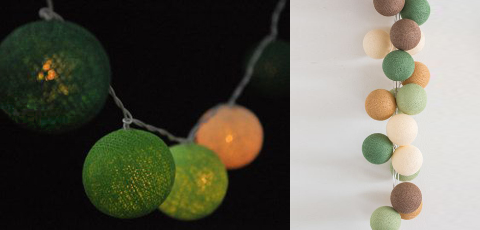 Гирлянда хлопковые фонарики Сotton Ball Forest Green - Loft-Concept в Ижевске