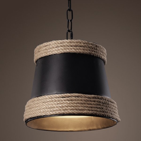 Подвесной светильник Black & Hemp Pendant Lamp Черный в Ижевске | Loft Concept 