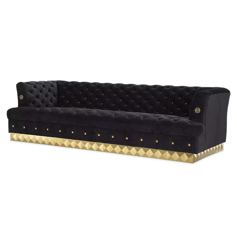 Диван Philipp Plein Sofa Rockstud S Чёрный Черный Золотой в Ижевске | Loft Concept 