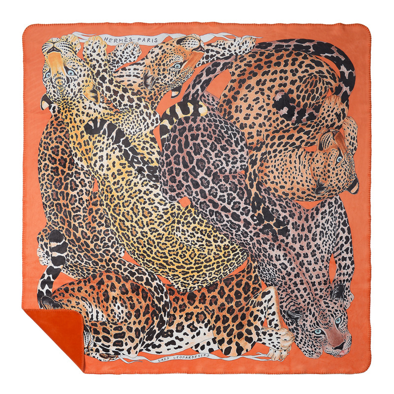 Плед Hermes Leopards Orange Оранжевый Коричневый в Ижевске | Loft Concept 