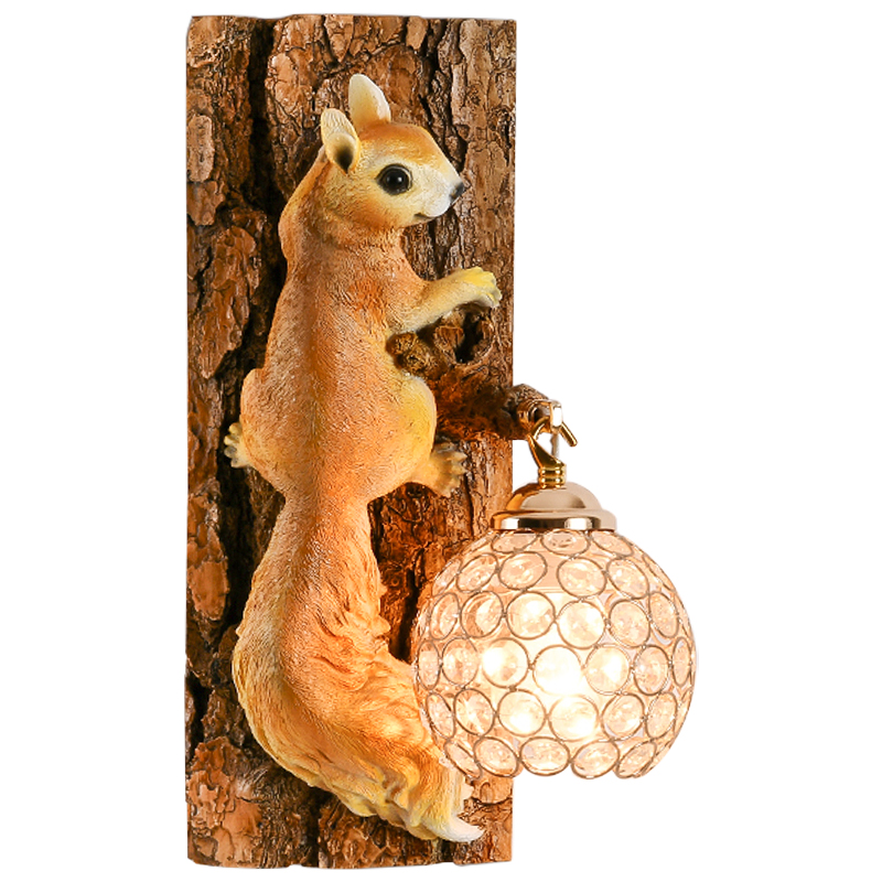 Бра для детской Белка на дереве Squirrel Wall Lamp Коричневый Оранжевый Латунь в Ижевске | Loft Concept 