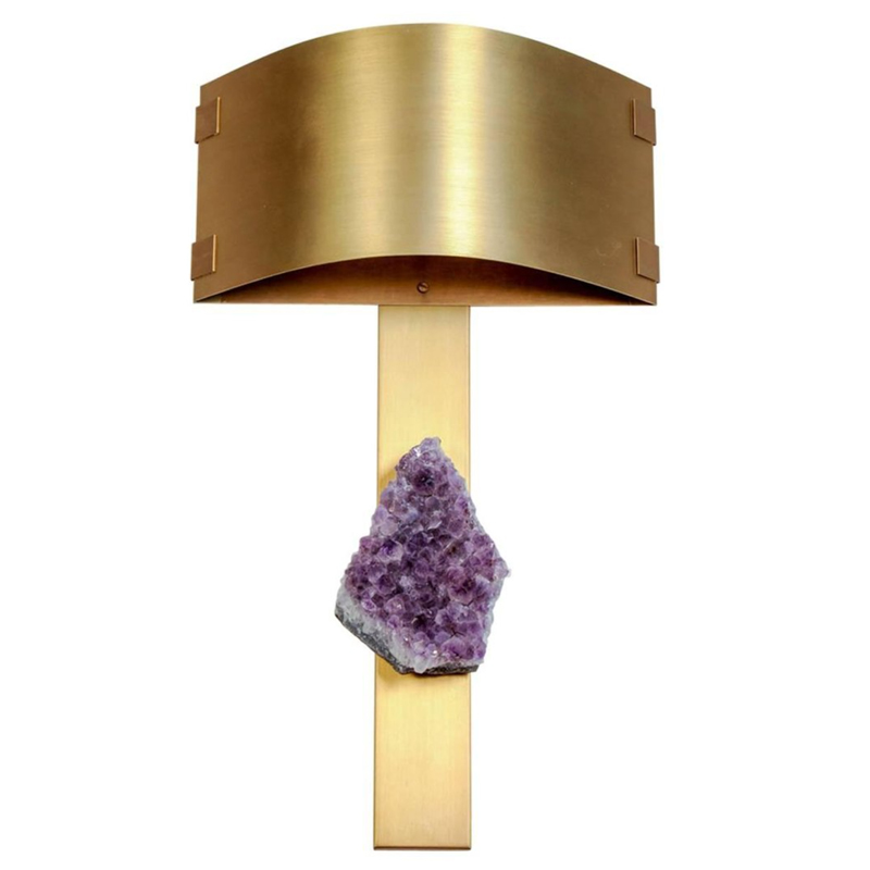 Бра Natural Amethyst and Curved Shades Wall Lamp Латунь Сиреневый в Ижевске | Loft Concept 