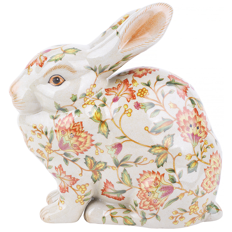 Декоративная статуэтка Porcelain Hare Statuette Белый Мульти Оранжевый Зеленый в Ижевске | Loft Concept 