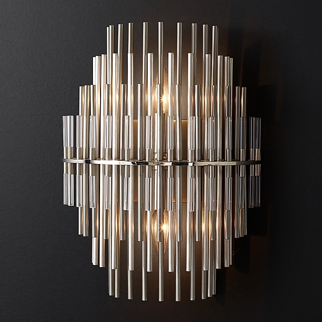 Бра Restoration Hardware Emile Sconce Chrome Прозрачный Латунь Античная полированная Оловянный в Ижевске | Loft Concept 