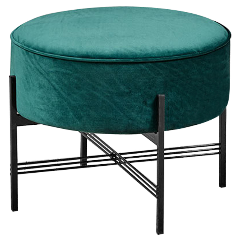 Пуф изумрудного цвета велюровый Sanjay Velour Pouf Emerald Изумрудный Черный в Ижевске | Loft Concept 