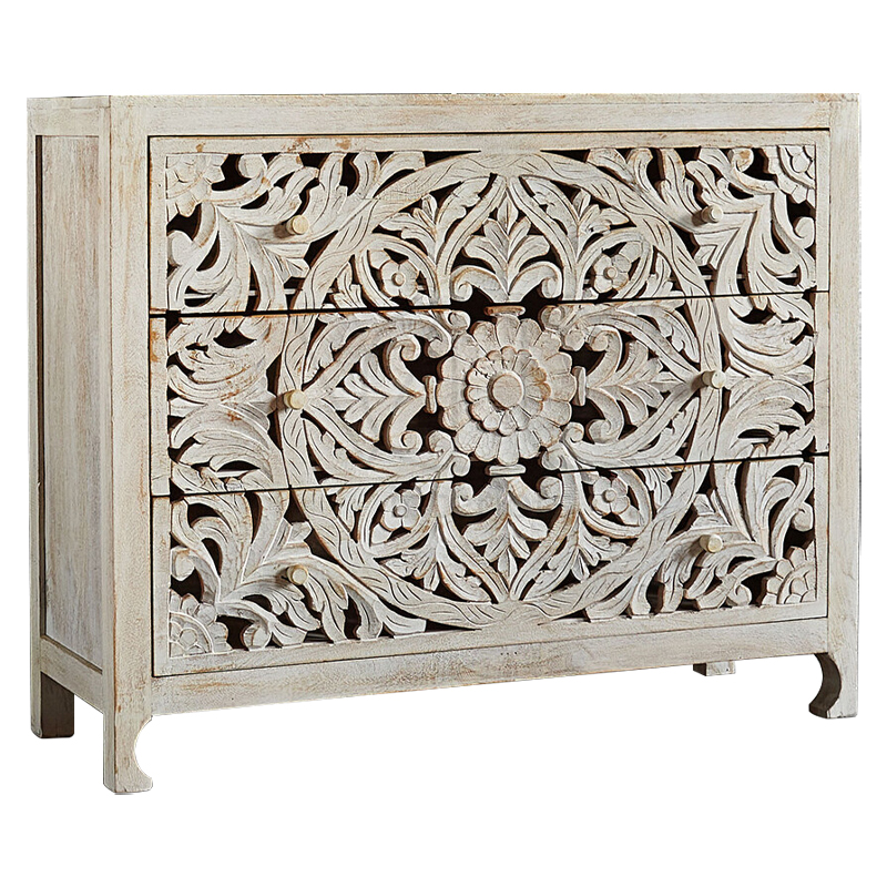 Комод Indian Antique White Furniture Chest of Drawers Kailash белый Белый в Ижевске | Loft Concept 