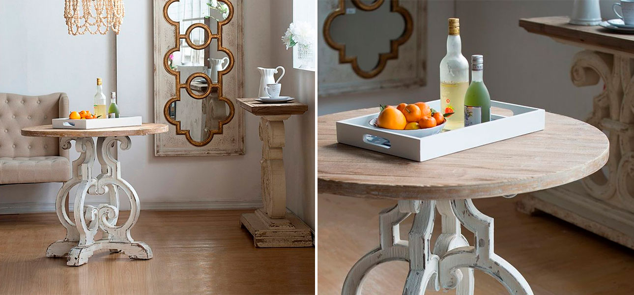 Журнальный столик с белой резной ножкой Jodie - фото