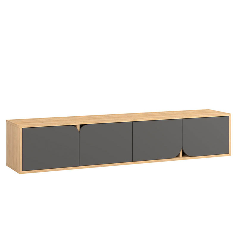 ТВ-тумба подвесная цвета древесины с 4-мя темно-серыми дверцами SPARK TV STAND OAK ANTHRACITE Серый Древесина в Ижевске | Loft Concept 