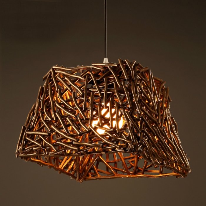 Подвесной светильник Old Wicker Pendant Cub Коричневый в Ижевске | Loft Concept 