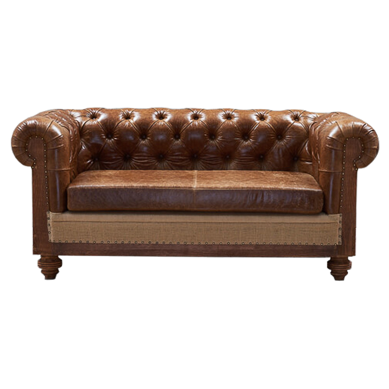 Диван Deconstructed Chesterfield Sofa double Brown leather Коричневый ivory ( слоновая кость ) в Ижевске | Loft Concept 