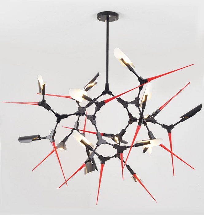 Люстра Red Spikes Chandelier 16 Черный Красный в Ижевске | Loft Concept 