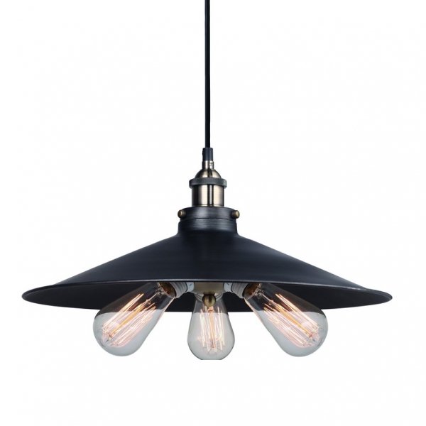 Подвесной светильник 20th C. Factory Filament Metal Triple Pendant Black Черный в Ижевске | Loft Concept 