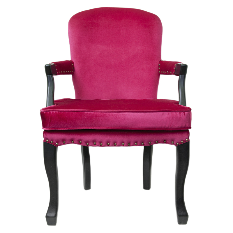 Кресло Aubrey Classical Armchair rose velour Малиновый (Crimson) Черный в Ижевске | Loft Concept 