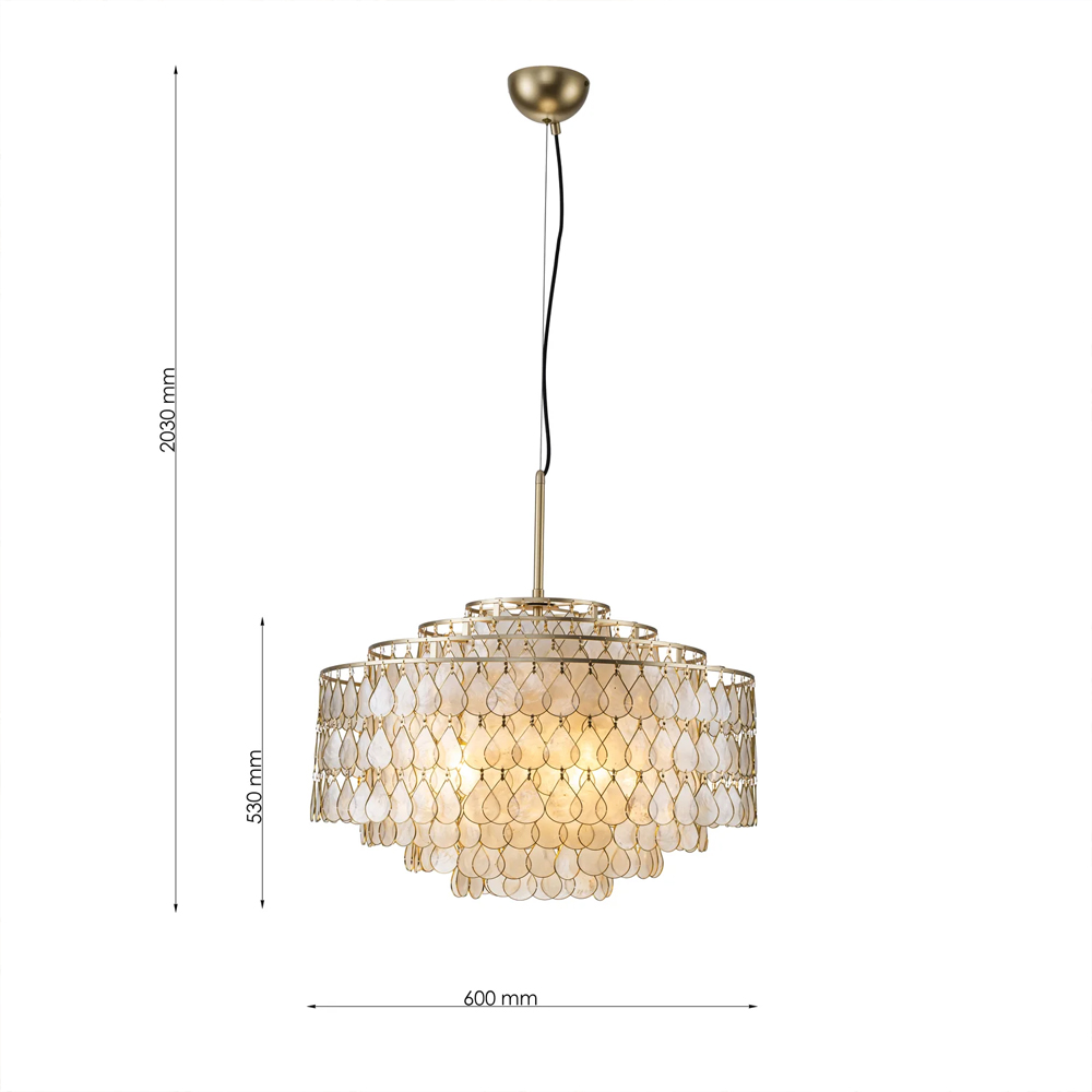 Люстра многоярусная с декором из натуральной морской ракушки Iridescent Light в Ижевске