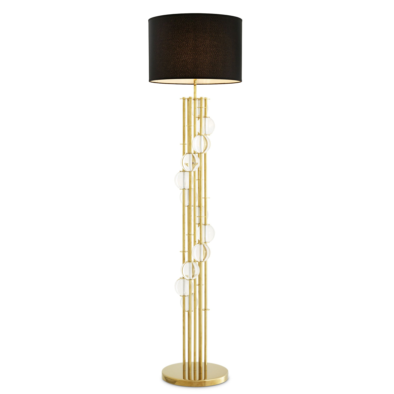 Торшер Eichholtz Floor Lamp Lorenzo Gold & black Глянцевое золото Черный Прозрачный в Ижевске | Loft Concept 