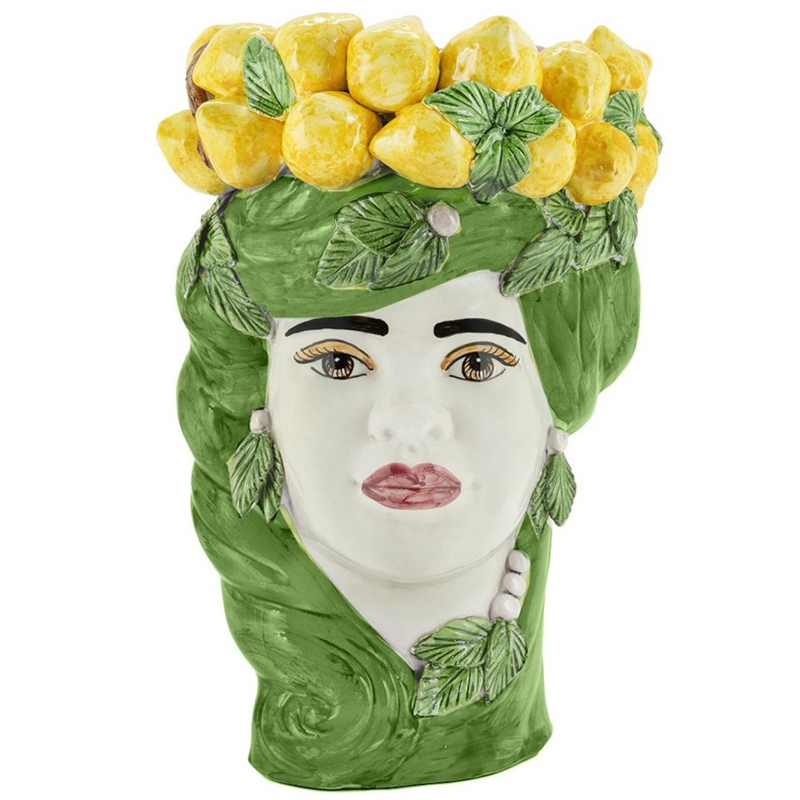 Ваза Vase Lemon Head Lady Green Зеленый Желтый Белый в Ижевске | Loft Concept 