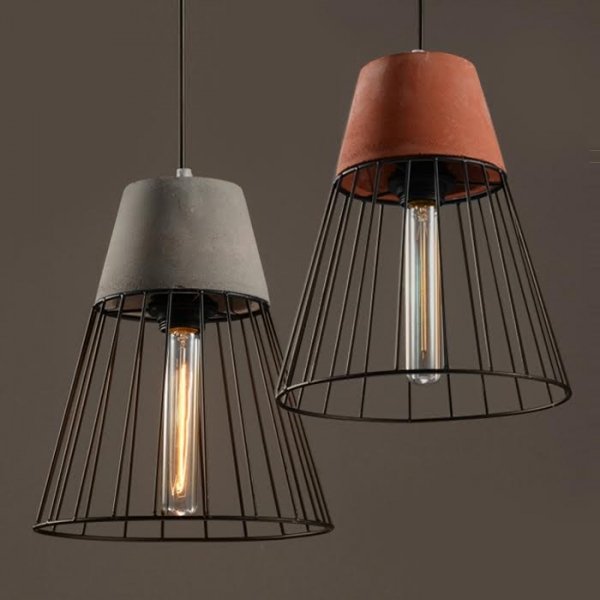 Подвесной светильник Cement Droplight Pendant Light cone Серый Красный Черный в Ижевске | Loft Concept 