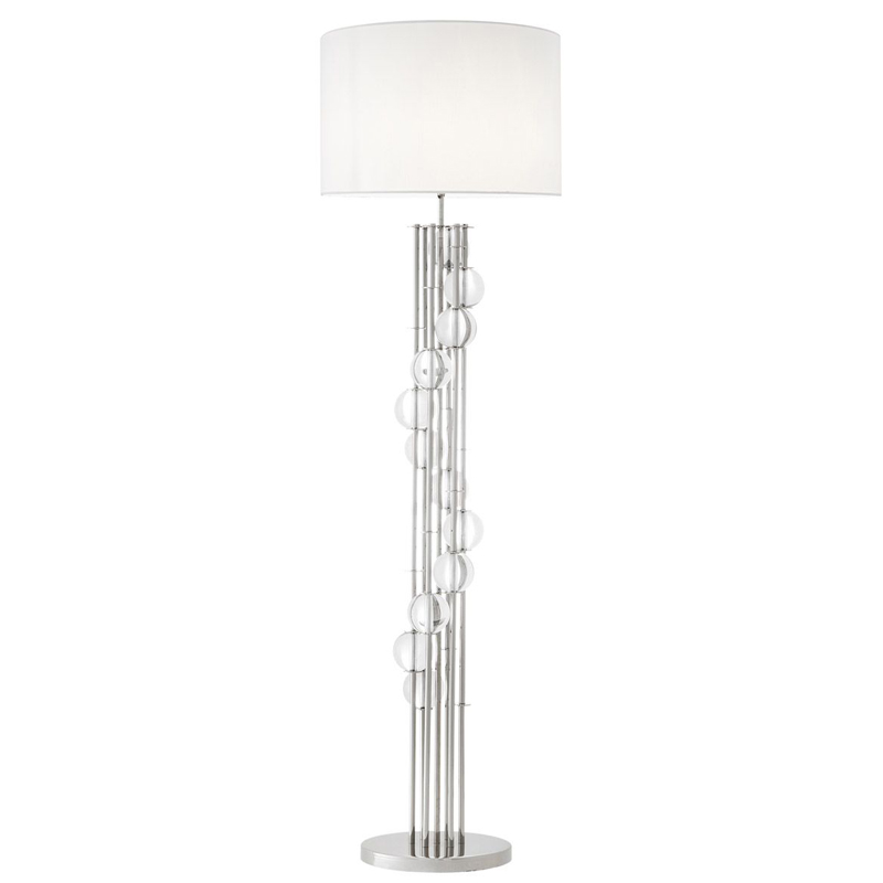 Торшер Eichholtz Floor Lamp Lorenzo Nickel & white Никель Белый Прозрачный в Ижевске | Loft Concept 