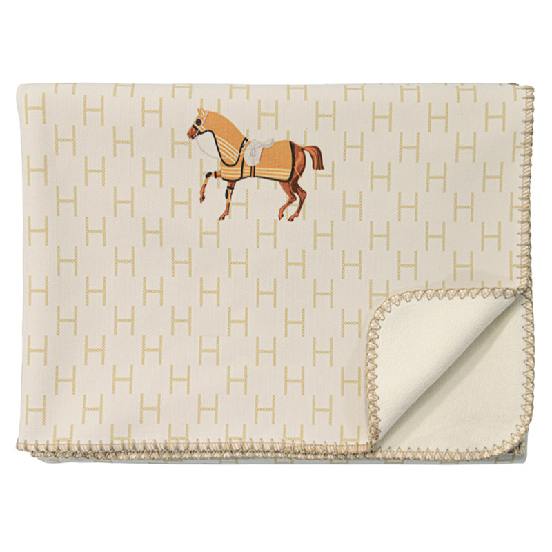 Плед Hermes Pattern Horse Plaid Бежевый Коричневый в Ижевске | Loft Concept 