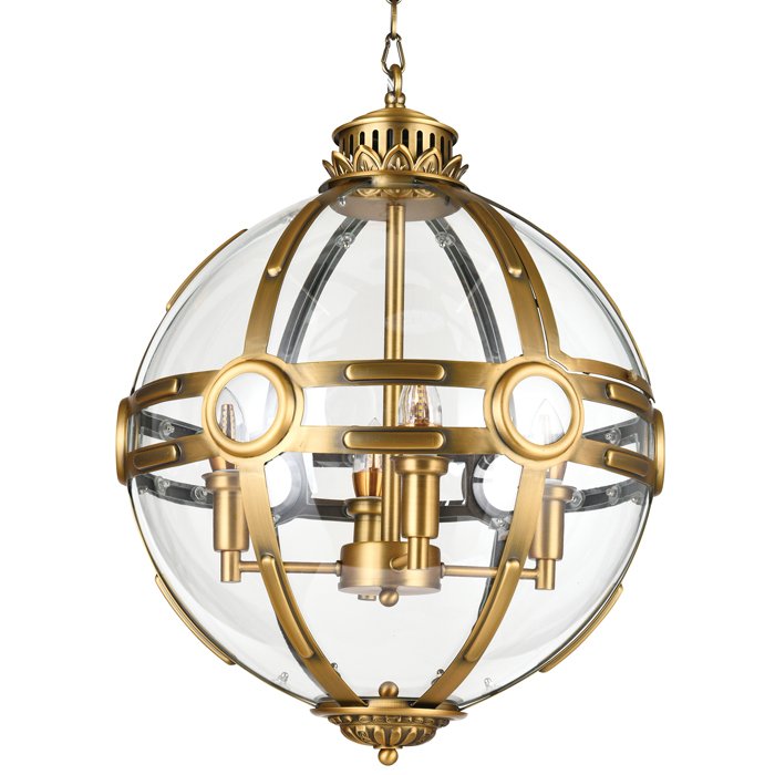 Люстра Eichholtz Lantern Hagerty Brass Прозрачное Стекло Латунь в Ижевске | Loft Concept 