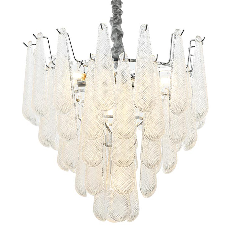 Люстра Textured Glass Drops Chandelier 13 Хром Белый в Ижевске | Loft Concept 