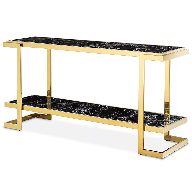 Консоль Eichholtz Console Table Senato Черный Мрамор Nero Глянцевое золото в Ижевске | Loft Concept 