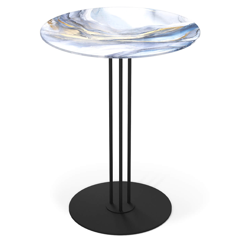 Стол журнальный с круглой бело-голубой столешницей из стекла White and Blue Marble Черный Белый Голубой Стол журнальный с круглой бело-голубой столешницей из стекла White and Blue Marble Черный Белый Голубой в Ижевске | Loft Concept